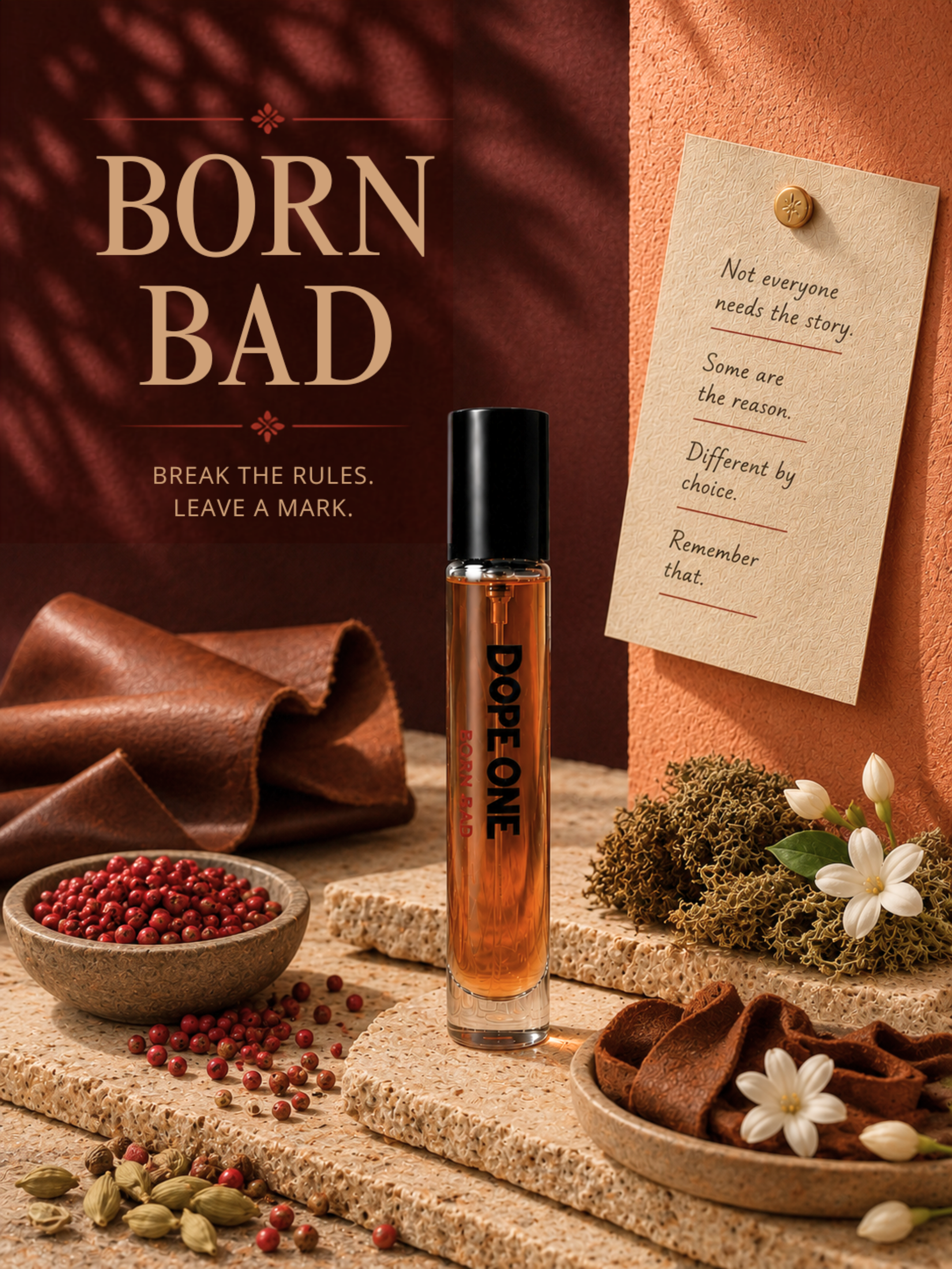 BORN BAD 15ml with its raw materials