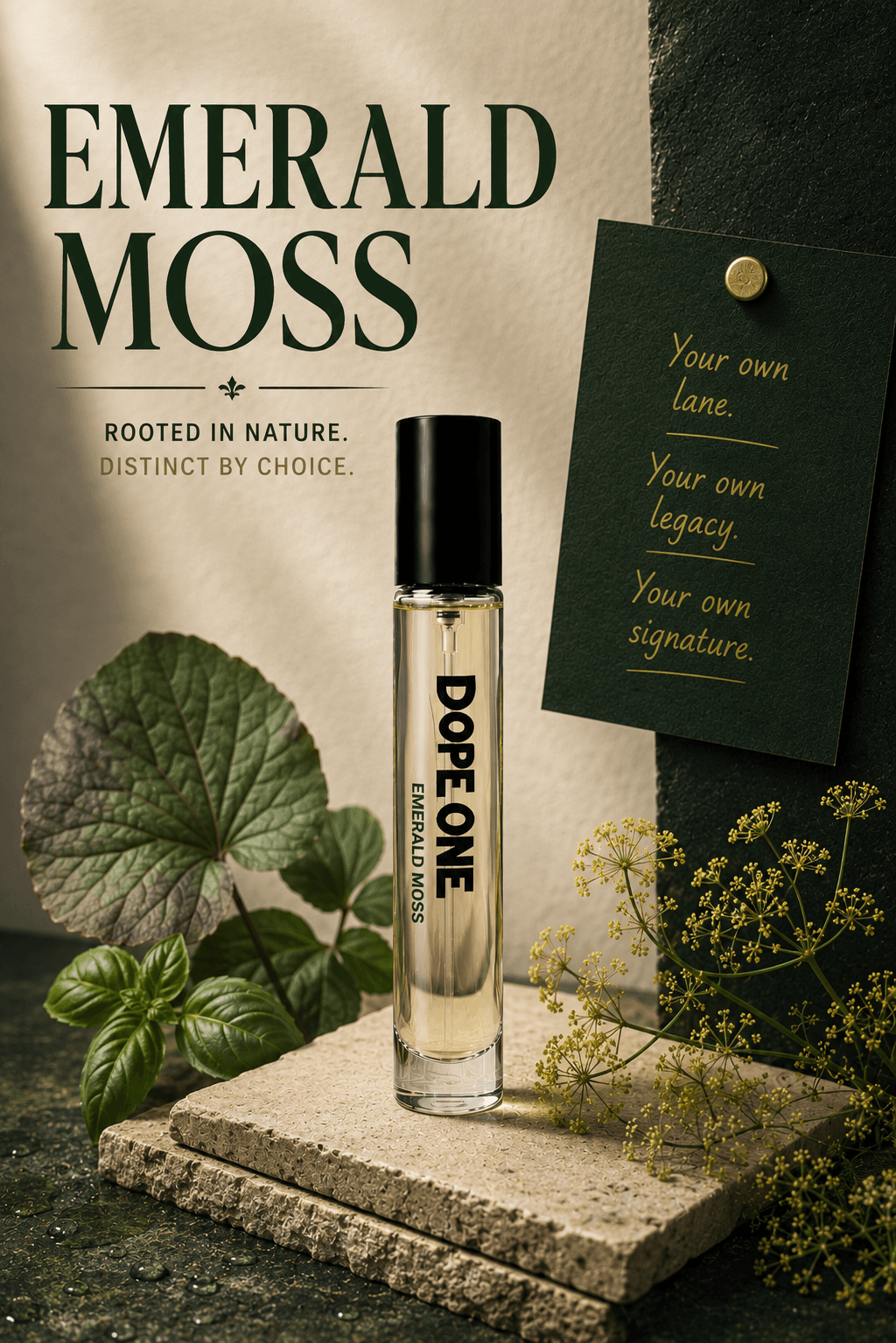 EMERALD MOSS 15ml with its raw materials